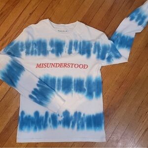 PacSun Kids Blue and White Tie-Dye Long Sleeve Tee